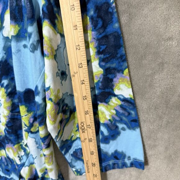 LOGO Lounge by Lori Goldstein L Tie Dye Full Zip Front Tunic Floral Hoodie Blue - Picture 5 of 10